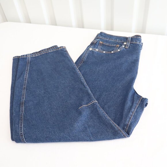 GAP Women's Barrel Leg Studded Jeans Size 8/29R Dark Wash High Waist NWT - Picture 3 of 12